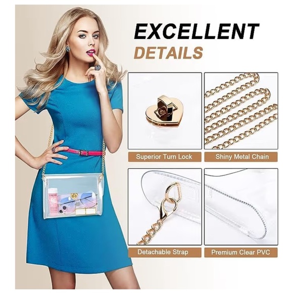 NWT Clear Acrylic Crossbody Bag with Gold Chain - Picture 4 of 5